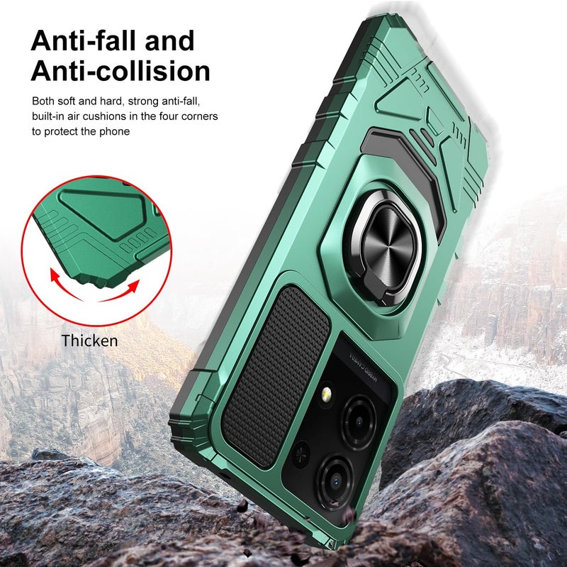 Mocotto for TCL K32/K33 5G 2025 Phone Case with Tempered Glass Screen Protector Military Grade Shockproof Protective Cover with Ring Kickstand (Dark Green) - Image 5